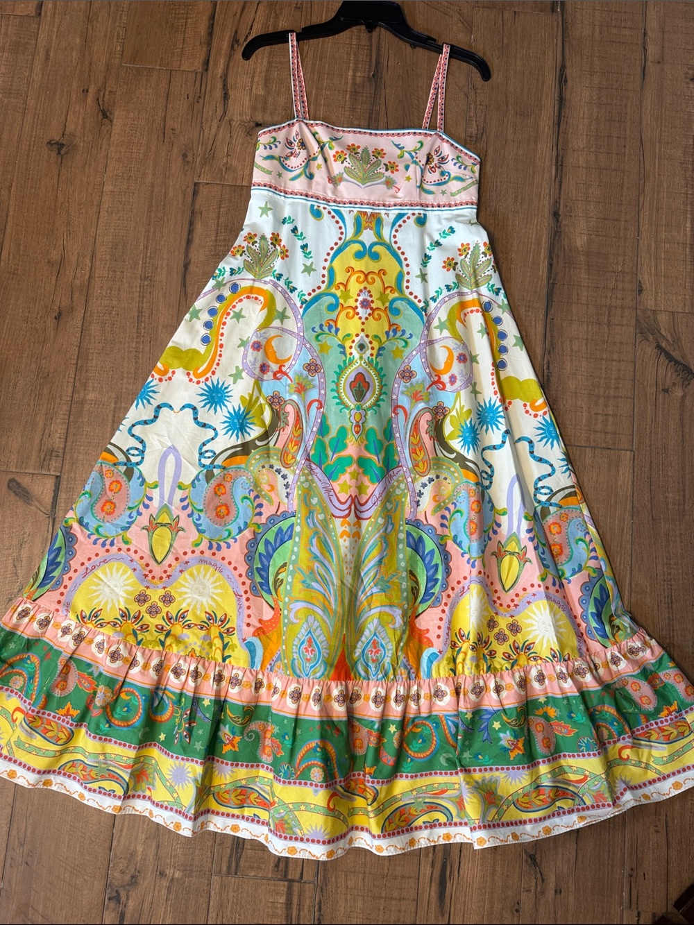 New ANTONIO MELANI White Multi-Color Paisley Maxi Dress Sz 2